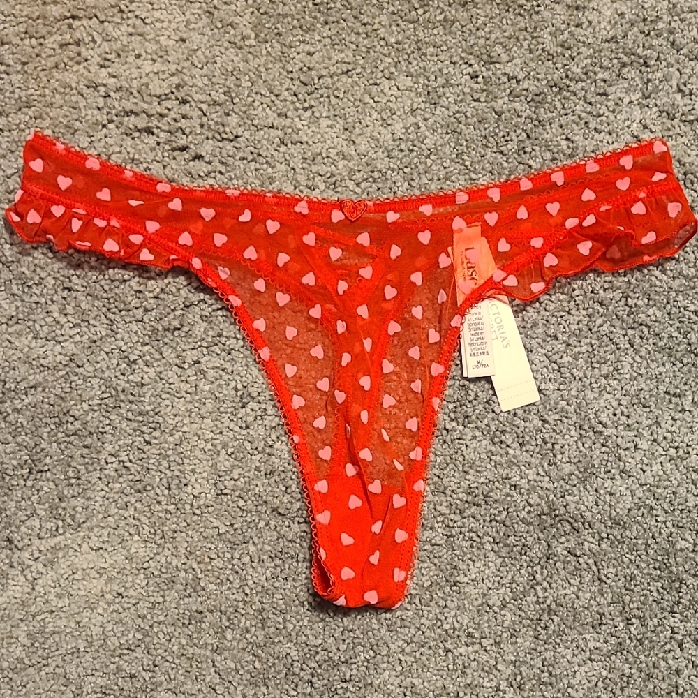 Victoria's Secret Red Sheer Heart Panty